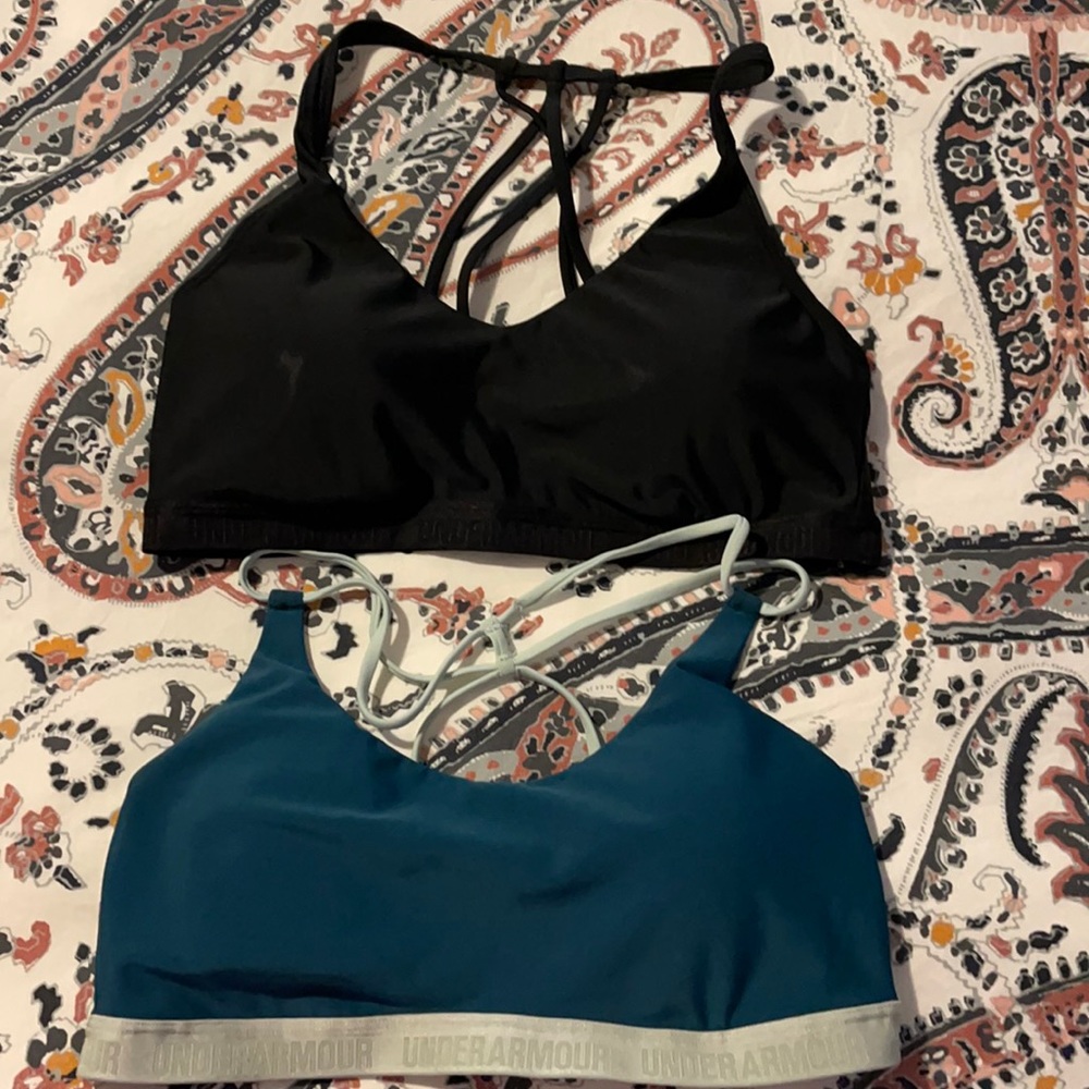 Under Armor sports bras size large black/blue